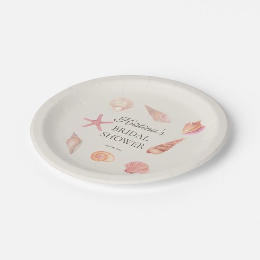 Vrijgezellenfeest Beach Party roze zeeschelpen Papieren Bordje (Gekanteld)