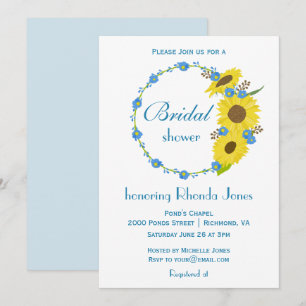 Vrijgezellenfeest Beauty Sunflower Blue and White Kaart