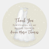 Vrijgezellenfeest Bedankt Gown Custom Ronde Sticker (Voorkant)