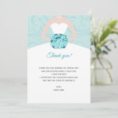 Vrijgezellenfeest bedankt je kaart blauwgroen zwem (Staand voorkant)