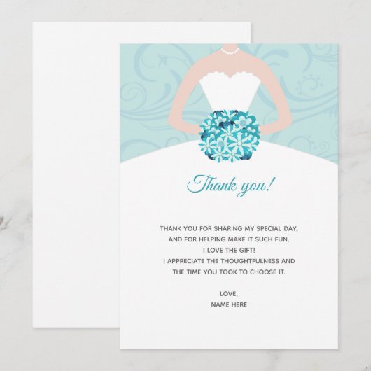 Vrijgezellenfeest bedankt je kaart blauwgroen zwem (Voorkant / Achterkant)