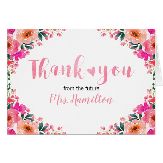 Vrijgezellenfeest Bedankt Roze Bloemen en Hart (Voorkant Horizontaal)