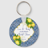 Vrijgezellenfeest bevoordeelt blauwe tegels citroe sleutelhanger (Voorkant)
