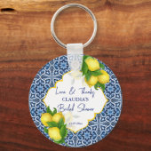 Vrijgezellenfeest bevoordeelt blauwe tegels citroe sleutelhanger (Voorkant)