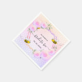 Vrijgezellenfeest bijen roze paarse bloem servet (Hoek)