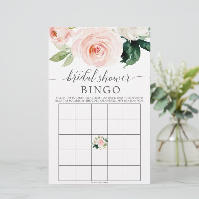 Vrijgezellenfeest Bingo Game Blushing Blooms (Staand voorkant)