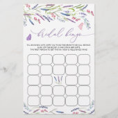 Vrijgezellenfeest Bingo Game Paarse Lavender Flora (Voorkant)