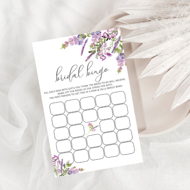 Vrijgezellenfeest Bingo Game Paarse Lavender Flora (Creator heeft geüpload)
