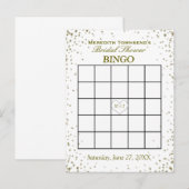 Vrijgezellenfeest Bingo | Gouden Confetti Uitnodiging Briefkaart (Voorkant / Achterkant)