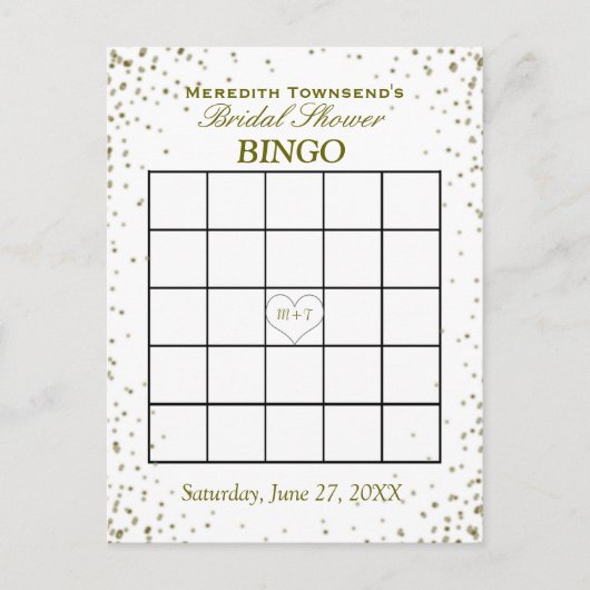Vrijgezellenfeest Bingo | Gouden Confetti Uitnodiging Briefkaart (Voorkant)
