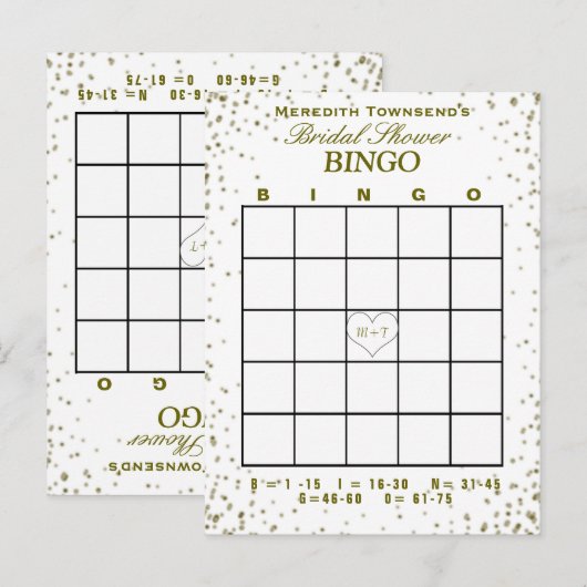 Vrijgezellenfeest Bingo | Gouden Confetti Uitnodiging Briefkaart (Voorkant / Achterkant)