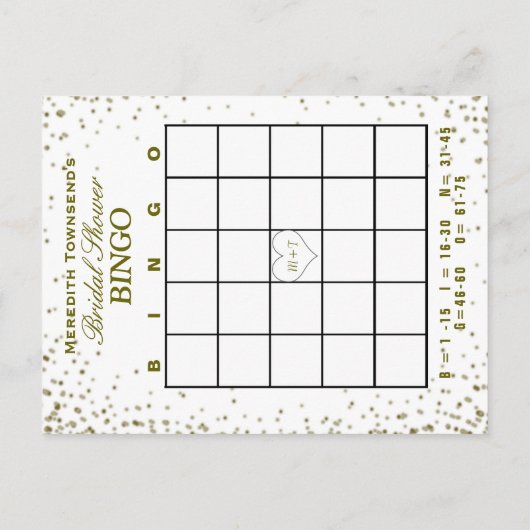 Vrijgezellenfeest Bingo | Gouden Confetti Uitnodiging Briefkaart (Achterkant)
