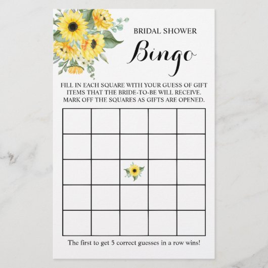 Vrijgezellenfeest Bingo Greenery Sunflower Game Ca Flyer (Voorkant)