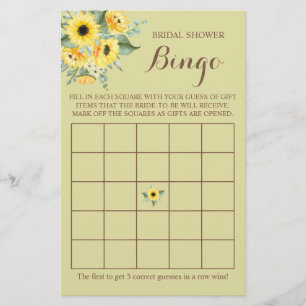 Vrijgezellenfeest Bingo Greenery Sunflower Game Ka Flyer