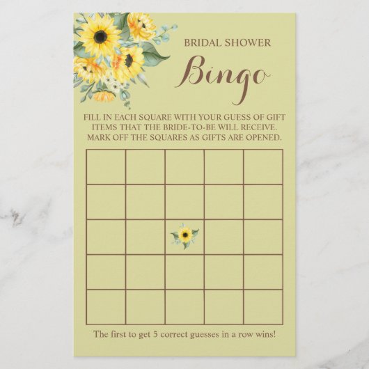 Vrijgezellenfeest Bingo Greenery Sunflower Game Ka Flyer (Voorkant)