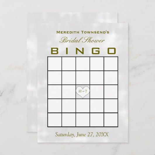 Vrijgezellenfeest bingo monogram hart uitnodiging briefkaart (Voorkant / Achterkant)