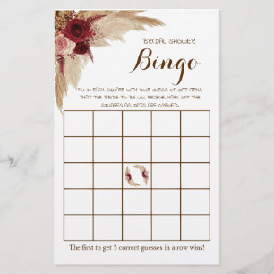 Vrijgezellenfeest Bingo Pampas Grass Game Card Flyer