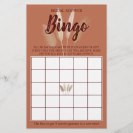 Vrijgezellenfeest Bingo Pampas Grass Game Card Flyer