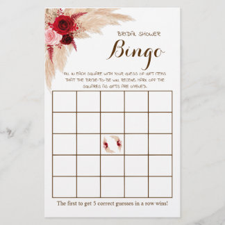 Vrijgezellenfeest Bingo Pampas Grass Game Card Flyer
