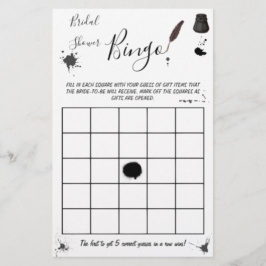 Vrijgezellenfeest Bingo | Pen & Inkwell-gamekaart Flyer (Voorkant)