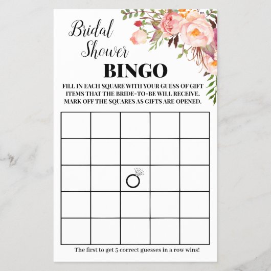 Vrijgezellenfeest Bingo Roze bloemen Kaart (Voorkant)