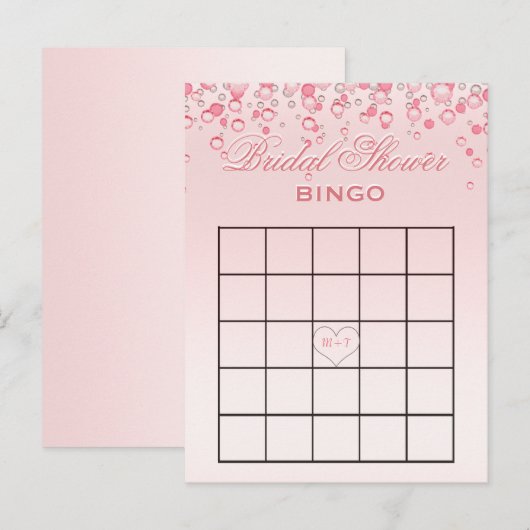 Vrijgezellenfeest Bingo | roze blos Uitnodiging Briefkaart (Voorkant / Achterkant)