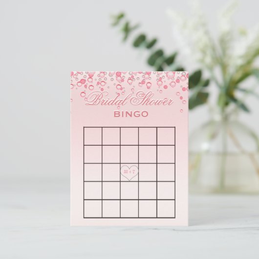 Vrijgezellenfeest Bingo | roze blos Uitnodiging Briefkaart (Staand voorkant)