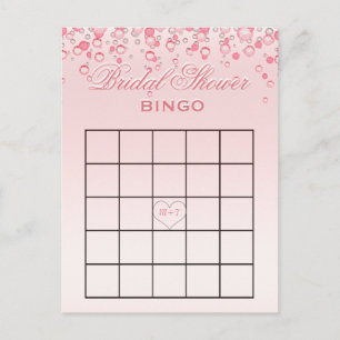 vrijgezellenfeest Bingo   Roze Blush Uitnodiging Briefkaart