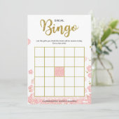 vrijgezellenfeest Bingo | Roze en goudflora Kaart (Staand voorkant)