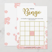 vrijgezellenfeest Bingo | Roze en goudflora Kaart (Voorkant / Achterkant)