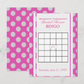 Vrijgezellenfeest Bingo | Roze en Zilver Uitnodiging Briefkaart (Voorkant / Achterkant)