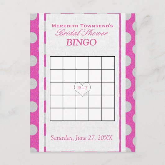 Vrijgezellenfeest Bingo | Roze en Zilver Uitnodiging Briefkaart (Voorkant)