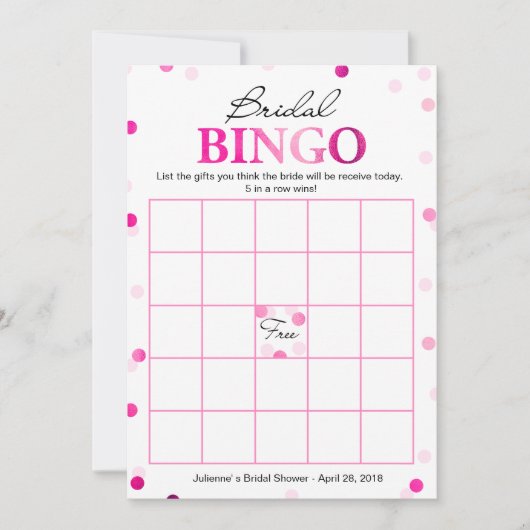 Vrijgezellenfeest Bingo | Roze Magenta Confetti Ga Kaart (Voorkant)