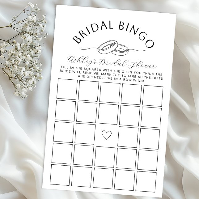 Vrijgezellenfeest Bingo Spel met Ringen Ontwerp (Bridal Bingo)