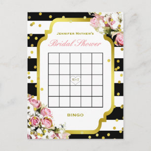 Vrijgezellenfeest Bingo Strepen en Rozen Uitnodiging Briefkaart