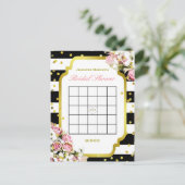 Vrijgezellenfeest Bingo | Strepen en Rozen Uitnodiging Briefkaart (Staand voorkant)