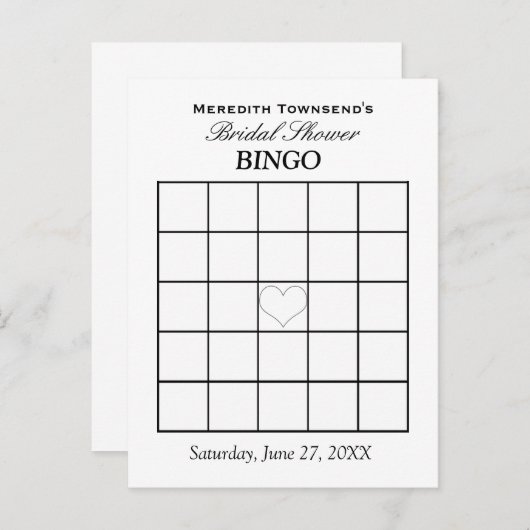 Vrijgezellenfeest Bingo Typography Simple Plain Uitnodiging Briefkaart (Voorkant / Achterkant)