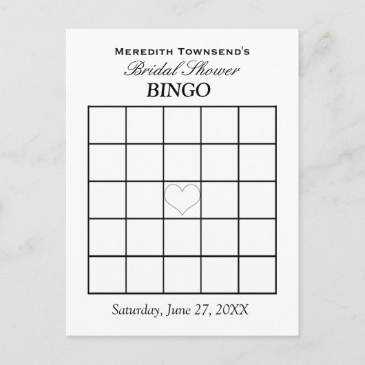 Vrijgezellenfeest Bingo Typography Simple Plain Uitnodiging Briefkaart (Voorkant)