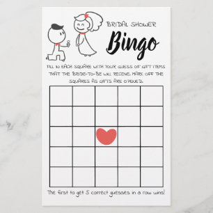 Vrijgezellenfeest Bingo Wedding Couple Game Card Flyer
