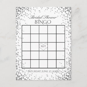 Vrijgezellenfeest Bingo zilveren Confetti Uitnodiging Briefkaart