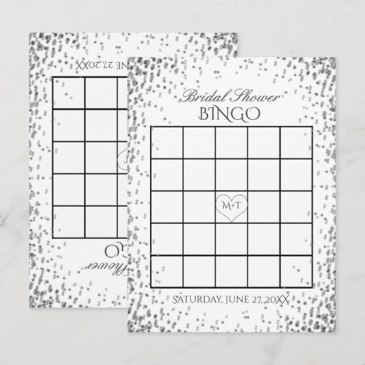 Vrijgezellenfeest Bingo | zilveren Confetti Uitnodiging Briefkaart (Voorkant / Achterkant)