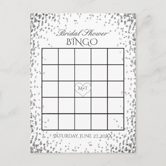 Vrijgezellenfeest Bingo | zilveren Confetti Uitnodiging Briefkaart (Voorkant)