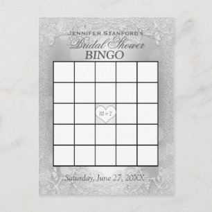 Vrijgezellenfeest Bingo   Zilveren Elegantie Uitnodiging Briefkaart