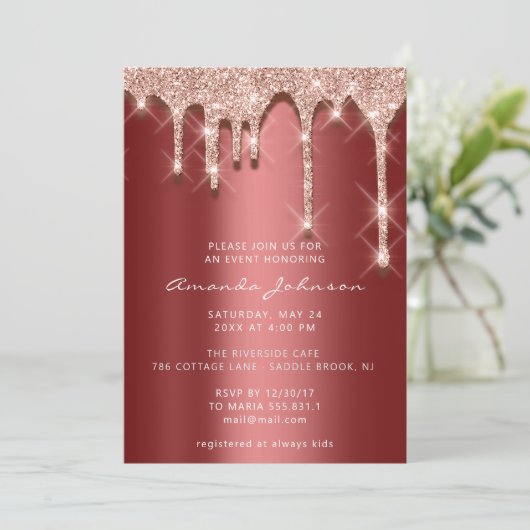 Vrijgezellenfeest Birthday 16e Roos 3D Bourgogne Kaart (Staand voorkant)