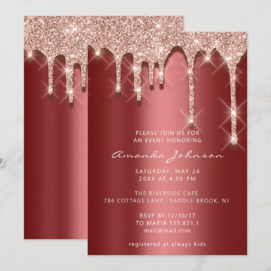 Vrijgezellenfeest Birthday 16e Roos 3D Bourgogne Kaart (Voorkant / Achterkant)