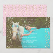 Vrijgezellenfeest Birthday Pink Gold Unicorn Party Kaart (Voorkant / Achterkant)