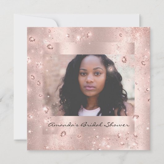 Vrijgezellenfeest Birthday Roos Crystals Foto Kaart (Achterkant)