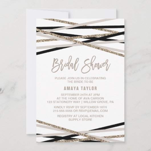 Vrijgezellenfeest Black and Ivory Streamers Kaart (Voorkant)