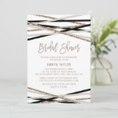 Vrijgezellenfeest Black and Ivory Streamers Kaart (Staand voorkant)