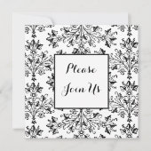 Vrijgezellenfeest Black Daisy Damask Custom Invita Kaart (Voorkant)